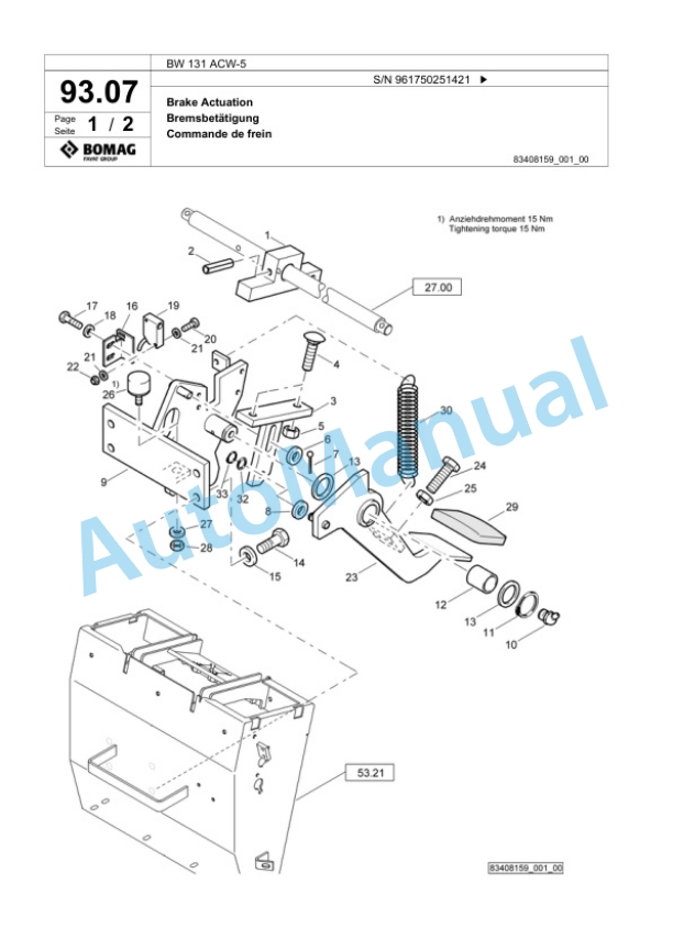 Bomag BW 131 ACW-5 Combination Roller Spare Parts Catalogue 00826195 4 Bomag BW 131 ACW-5 Combination Roller Spare Parts Catalogue 00826195-4