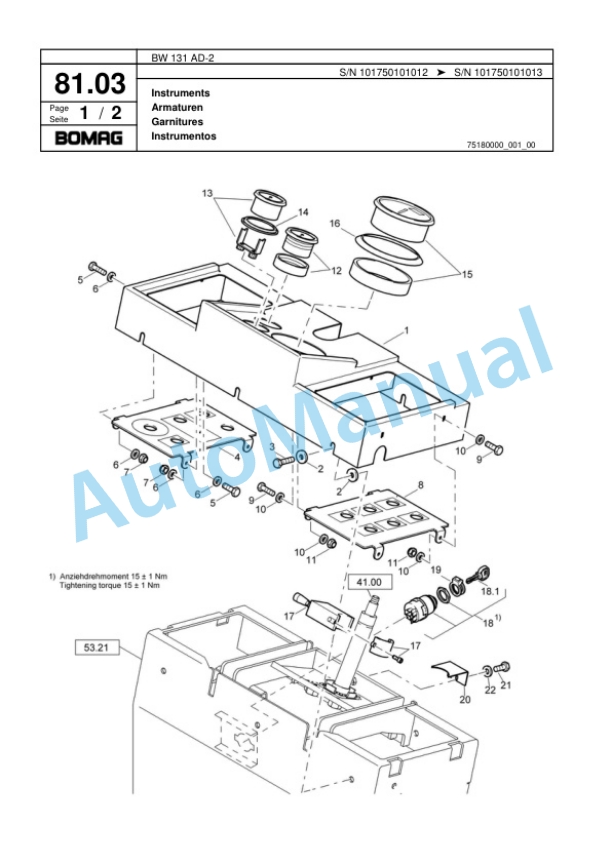 Bomag BW 131 AD-2 Tandem Vibratory Roller Spare Parts Catalogue 00817469 3 Bomag BW 131 AD-2 Tandem Vibratory Roller Spare Parts Catalogue 00817469-3