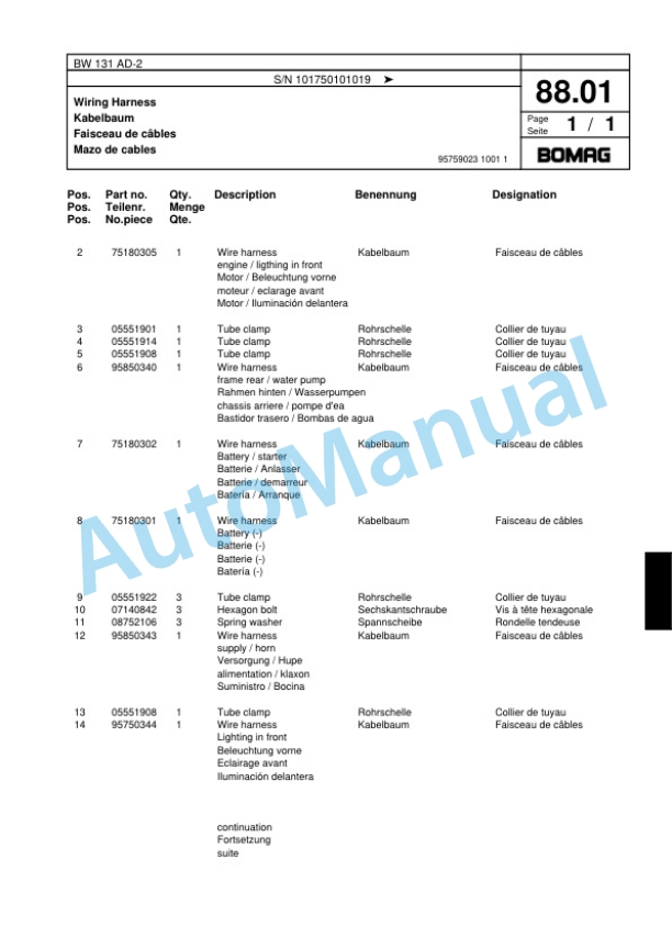 Bomag BW 131 AD-2 Tandem Vibratory Roller Spare Parts Catalogue 00817469 4 Bomag BW 131 AD-2 Tandem Vibratory Roller Spare Parts Catalogue 00817469-4