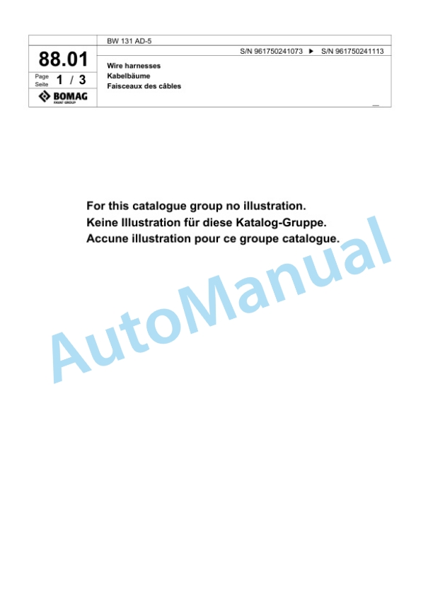 Bomag BW 131 AD-5 Tandem Vibratory Roller Spare Parts Catalogue 00826193 4 Bomag BW 131 AD-5 Tandem Vibratory Roller Spare Parts Catalogue 00826193-4