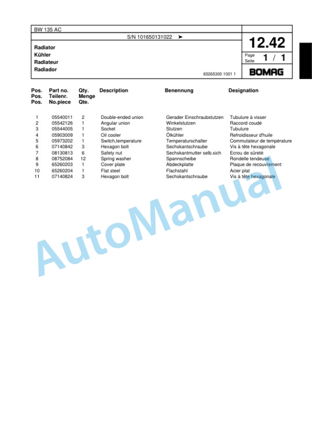 Bomag BW 135 AC Combination Roller Spare Parts Catalogue 00817470 2 Bomag BW 135 AC Combination Roller Spare Parts Catalogue 00817470-2