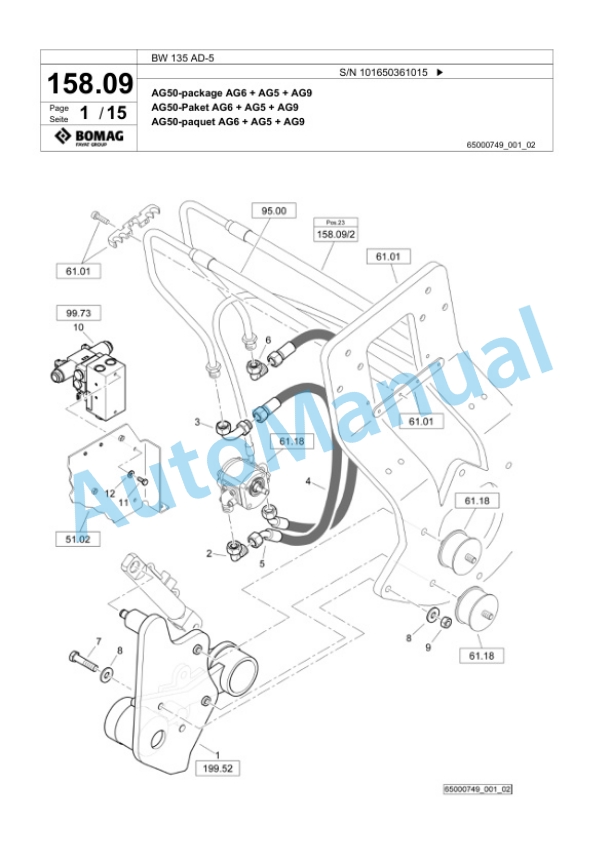 Bomag BW 135 AD-5 Tandem Vibratory Roller Spare Parts Catalogue 00824925 3 Bomag BW 135 AD-5 Tandem Vibratory Roller Spare Parts Catalogue 00824925-3