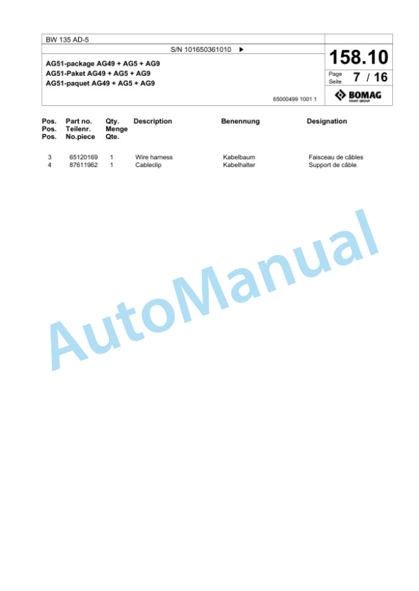 Bomag BW 135 AD-5 Tandem Vibratory Roller Spare Parts Catalogue 00824925 4 Bomag BW 135 AD-5 Tandem Vibratory Roller Spare Parts Catalogue 00824925-4