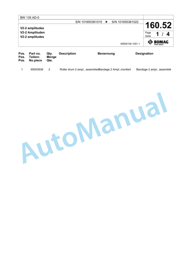 Bomag BW 135 AD-5 Tandem Vibratory Roller Spare Parts Catalogue 00824925 5 Bomag BW 135 AD-5 Tandem Vibratory Roller Spare Parts Catalogue 00824925-5