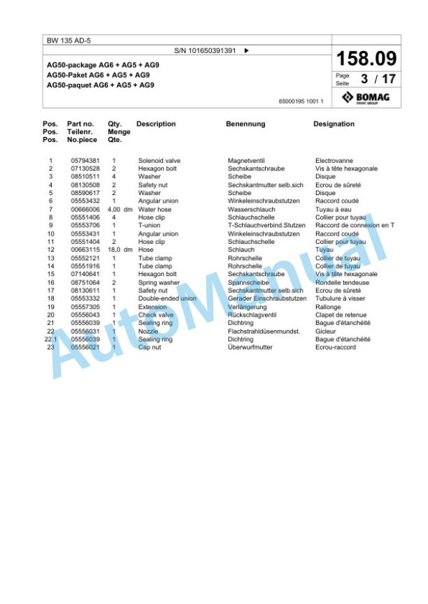 Bomag BW 135 AD-5 Tandem Vibratory Roller Spare Parts Catalogue 00824931 3 Bomag BW 135 AD-5 Tandem Vibratory Roller Spare Parts Catalogue 00824931-3