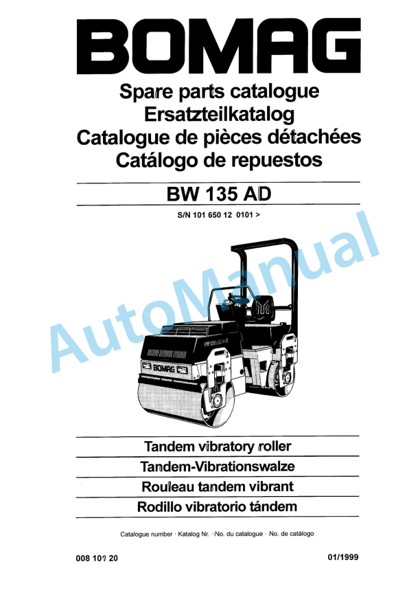 Bomag BW 135 AD Tandem Vibratory Roller Spare Parts Catalogue 00810120 1 Bomag BW 135 AD Tandem Vibratory Roller Spare Parts Catalogue 00810120