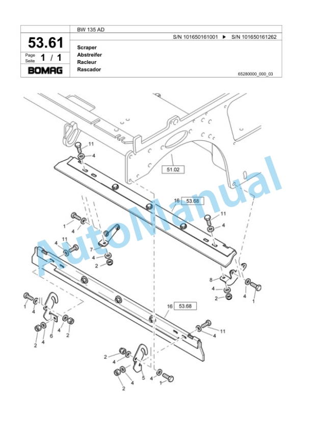 Bomag BW 135 AD Tandem Vibratory Roller Spare Parts Catalogue 00818357-2