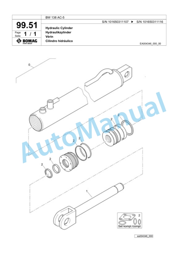 Bomag BW 138 AC-5 Combination Roller Spare Parts Catalogue 00818719 3 Bomag BW 138 AC-5 Combination Roller Spare Parts Catalogue 00818719-3