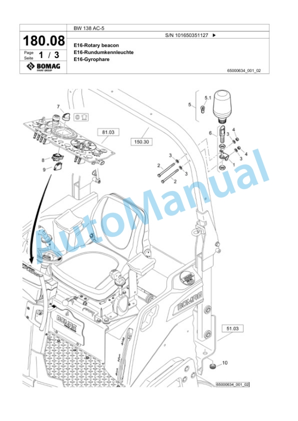 Bomag BW 138 AC-5 Combination Roller Spare Parts Catalogue 00824923 5 Bomag BW 138 AC-5 Combination Roller Spare Parts Catalogue 00824923-5