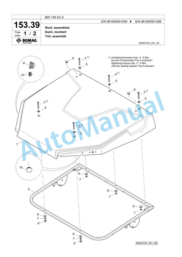 Bomag BW 138 AC-5 Combination Roller Spare Parts Catalogue 00826581 4 Bomag BW 138 AC-5 Combination Roller Spare Parts Catalogue 00826581-4