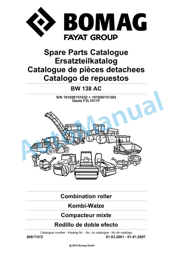 Bomag BW 138 AC Combination Roller Spare Parts Catalogue 00817472 1 Bomag BW 138 AC Combination Roller Spare Parts Catalogue 00817472