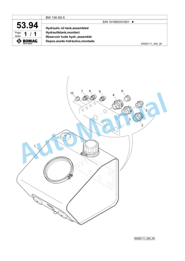 Bomag BW 138 AD-5 Tandem Vibratory Roller Spare Parts Catalogue 00824175 2 Bomag BW 138 AD-5 Tandem Vibratory Roller Spare Parts Catalogue 00824175-2