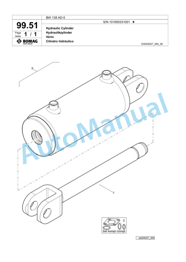 Bomag BW 138 AD-5 Tandem Vibratory Roller Spare Parts Catalogue 00824175 3 Bomag BW 138 AD-5 Tandem Vibratory Roller Spare Parts Catalogue 00824175-3