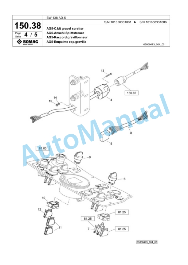 Bomag BW 138 AD-5 Tandem Vibratory Roller Spare Parts Catalogue 00824175 4 Bomag BW 138 AD-5 Tandem Vibratory Roller Spare Parts Catalogue 00824175-4