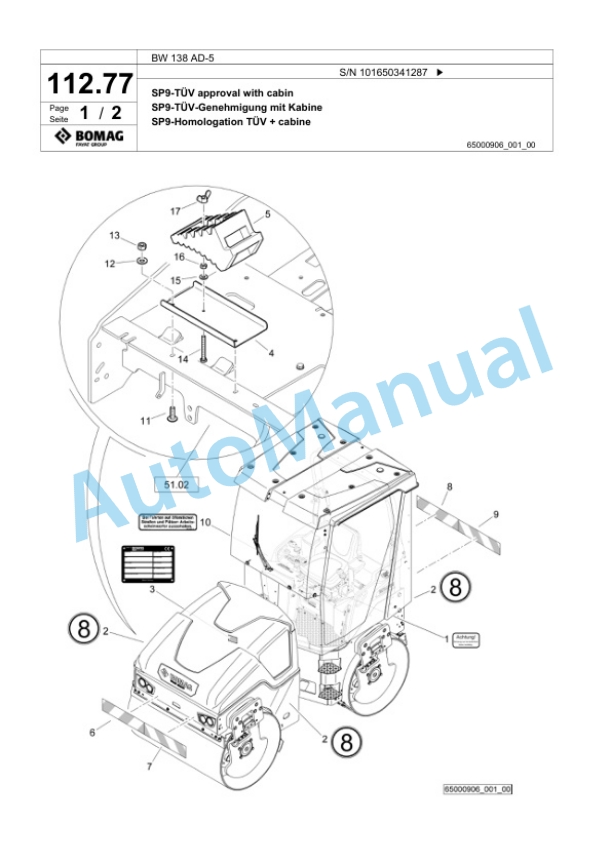 Bomag BW 138 AD-5 Tandem Vibratory Roller Spare Parts Catalogue 00824921 2 Bomag BW 138 AD-5 Tandem Vibratory Roller Spare Parts Catalogue 00824921-2
