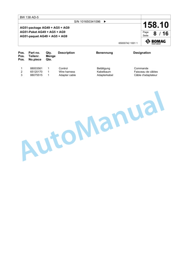 Bomag BW 138 AD-5 Tandem Vibratory Roller Spare Parts Catalogue 00824921 4 Bomag BW 138 AD-5 Tandem Vibratory Roller Spare Parts Catalogue 00824921-4