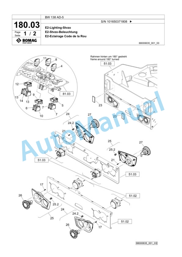 Bomag BW 138 AD-5 Tandem Vibratory Roller Spare Parts Catalogue 00824927 5 Bomag BW 138 AD-5 Tandem Vibratory Roller Spare Parts Catalogue 00824927-5