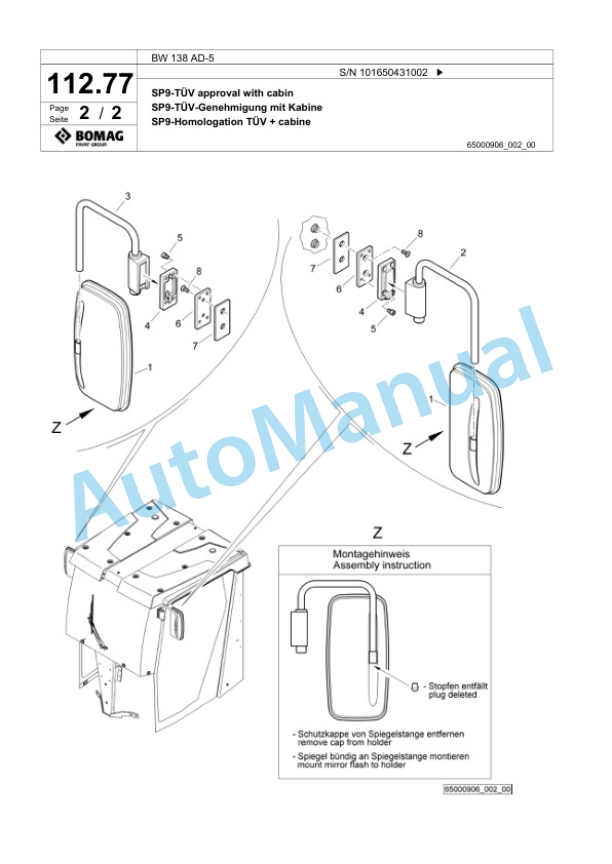 Bomag BW 138 AD-5 Tandem Vibratory Roller Spare Parts Catalogue 00825365 2 Bomag BW 138 AD-5 Tandem Vibratory Roller Spare Parts Catalogue 00825365-2