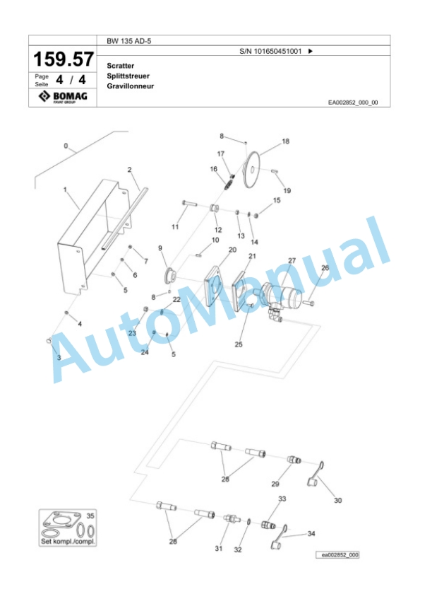 Bomag BW 138 AD-5 Tandem Vibratory Roller Spare Parts Catalogue 00825369 5 Bomag BW 138 AD-5 Tandem Vibratory Roller Spare Parts Catalogue 00825369-5