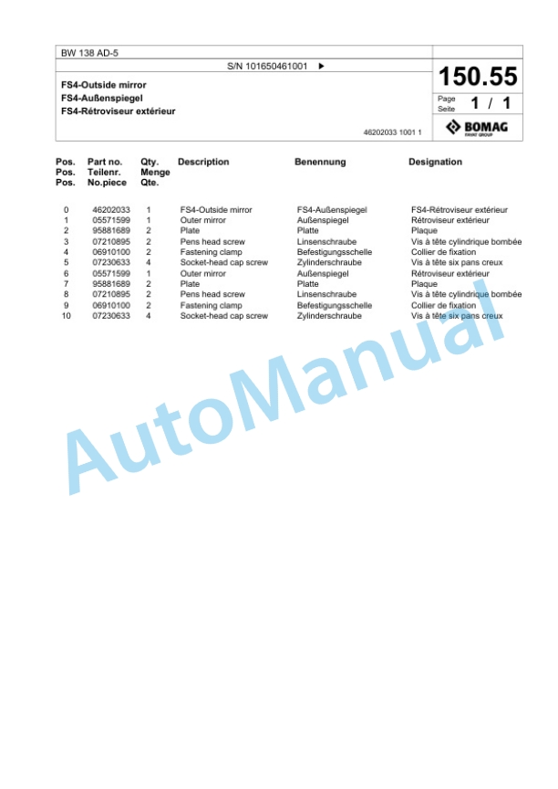 Bomag BW 138 AD-5 Tandem Vibratory Roller Spare Parts Catalogue 00825559 2 Bomag BW 138 AD-5 Tandem Vibratory Roller Spare Parts Catalogue 00825559-2