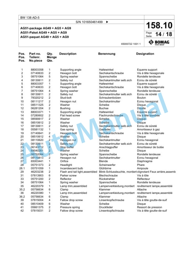 Bomag BW 138 AD-5 Tandem Vibratory Roller Spare Parts Catalogue 00825559 4 Bomag BW 138 AD-5 Tandem Vibratory Roller Spare Parts Catalogue 00825559-4