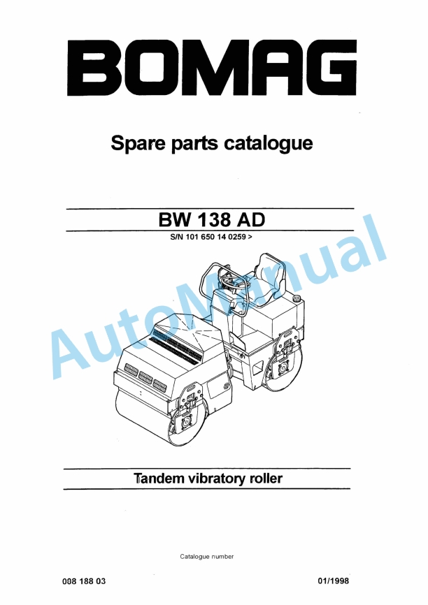 Bomag BW 138 AD Tandem Vibratory Roller Spare Parts Catalogue 00818803 1 Bomag BW 138 AD Tandem Vibratory Roller Spare Parts Catalogue 00818803