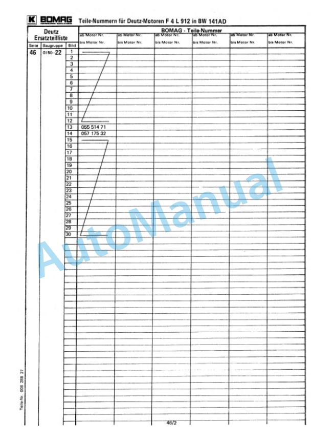 Bomag BW 141-66 AD Tandem Vibrating Roller Spare Parts Catalogue 00814405 5 Bomag BW 141-66 AD Tandem Vibrating Roller Spare Parts Catalogue 00814405-5