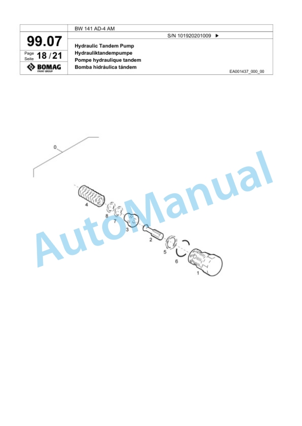 Bomag BW 141 AD-4 AM Tandem Vibratory Roller Spare Parts Catalogue 00817925 3 Bomag BW 141 AD-4 AM Tandem Vibratory Roller Spare Parts Catalogue 00817925-3