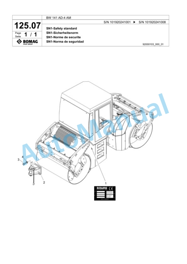 Bomag BW 141 AD-4 AM Tandem Vibratory Roller Spare Parts Catalogue 00818553 4 Bomag BW 141 AD-4 AM Tandem Vibratory Roller Spare Parts Catalogue 00818553-4