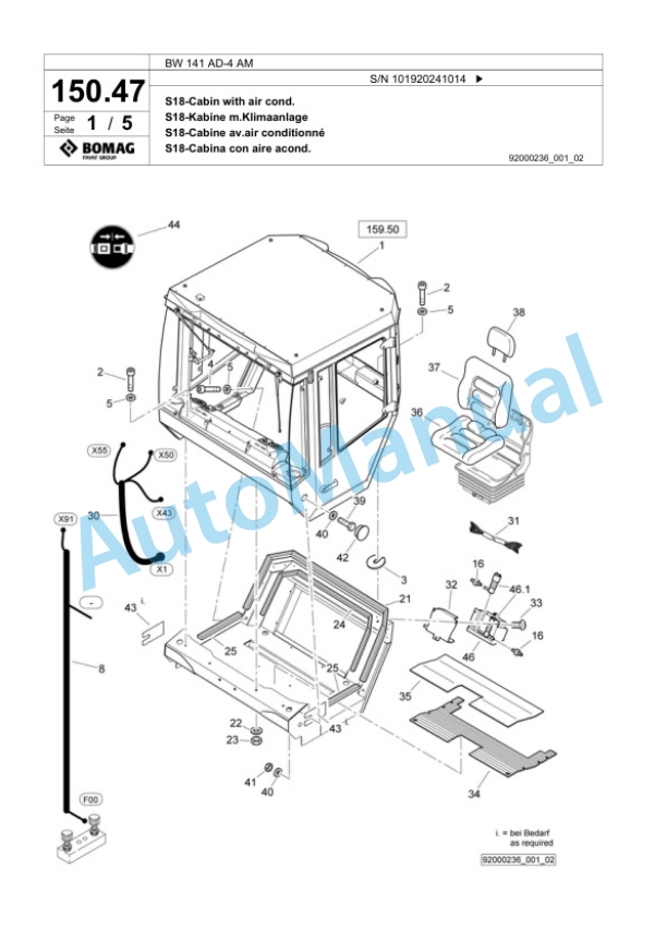 Bomag BW 141 AD-4 AM Tandem Vibratory Roller Spare Parts Catalogue 00818553 5 Bomag BW 141 AD-4 AM Tandem Vibratory Roller Spare Parts Catalogue 00818553-5