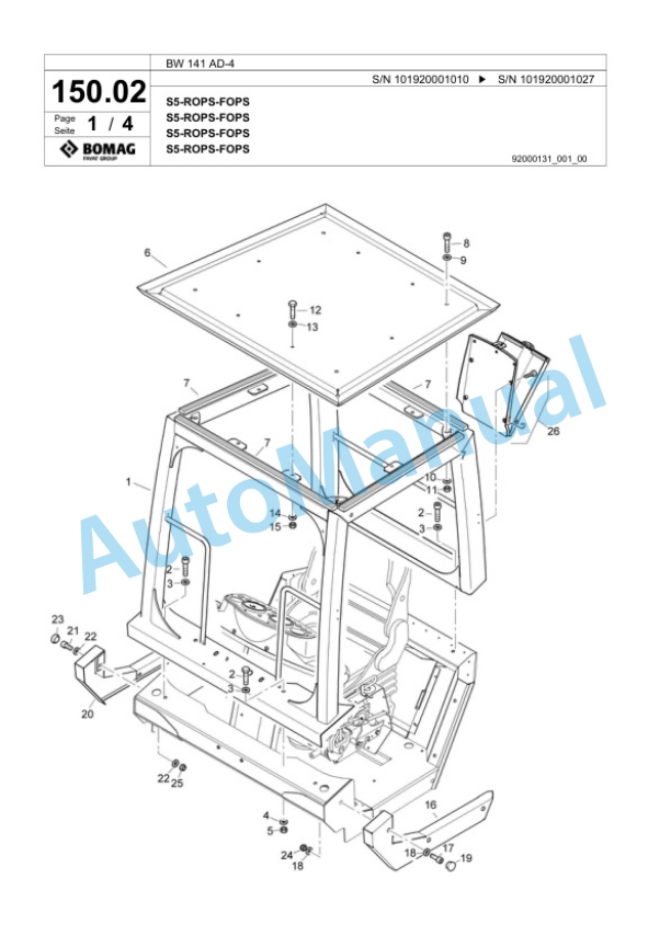 Bomag BW 141 AD-4 Tandem Vibratory Roller Spare Parts Catalogue 00817697 4 Bomag BW 141 AD-4 Tandem Vibratory Roller Spare Parts Catalogue 00817697-4