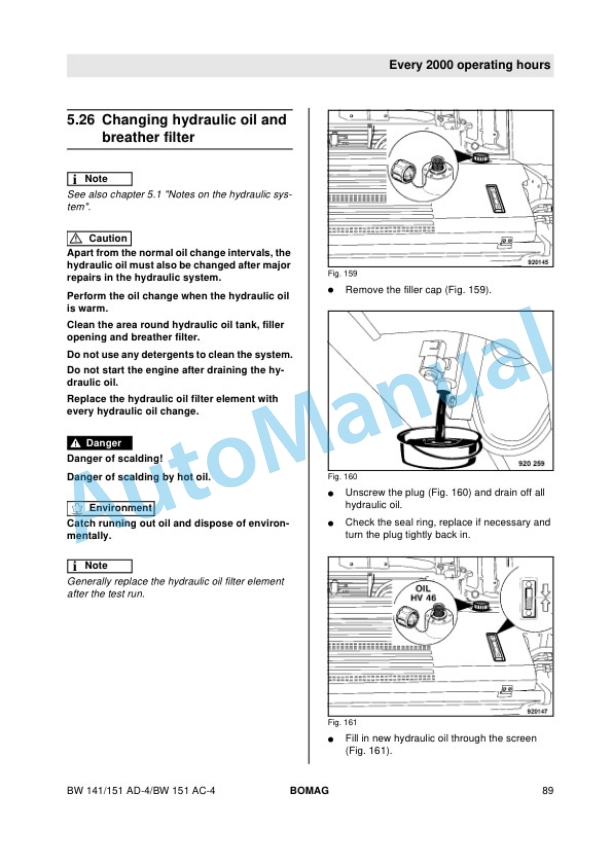 Bomag BW 141 AD-4 to BW 161 ADCV Tandem Vibratory Roller Operating and Maintenance Instructions 00812671 5 Bomag BW 141 AD-4 to BW 161 ADCV Tandem Vibratory Roller Operating and Maintenance Instructions 00812671 - Image 5