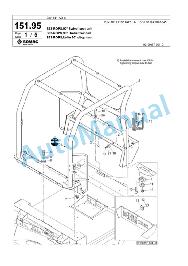 Bomag BW 141 AD-5 Tandem Vibratory Roller Spare Parts Catalogue 00824049 4 Bomag BW 141 AD-5 Tandem Vibratory Roller Spare Parts Catalogue 00824049-4