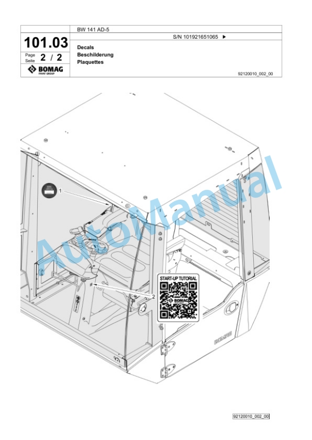 Bomag BW 141 AD-5 Tandem Vibratory Roller Spare Parts Catalogue 00825593 2 Bomag BW 141 AD-5 Tandem Vibratory Roller Spare Parts Catalogue 00825593-2