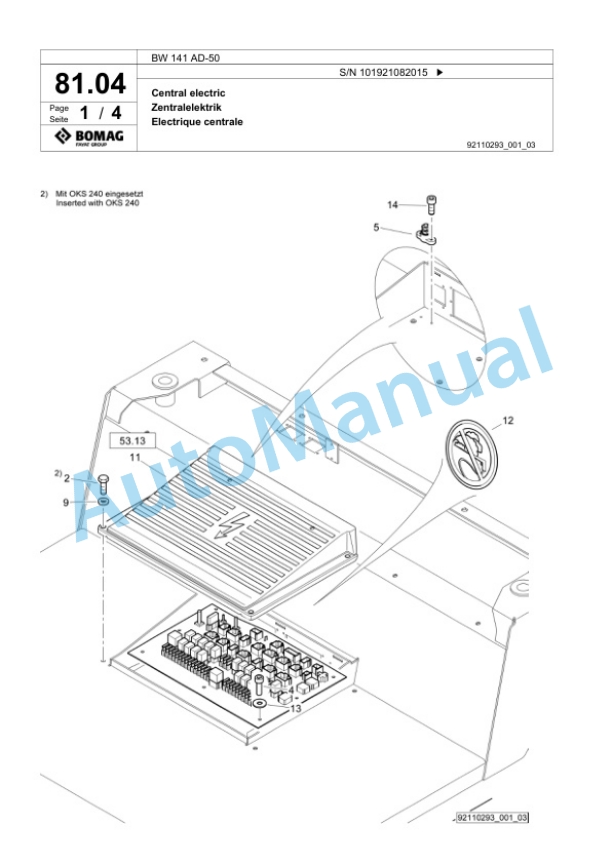 Bomag BW 141 AD-50 Tandem Vibratory Roller Spare Parts Catalogue 00824059 2 Bomag BW 141 AD-50 Tandem Vibratory Roller Spare Parts Catalogue 00824059-2
