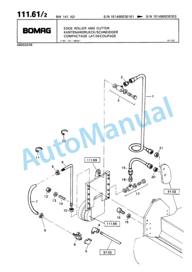 Bomag BW 141 AD, BW 151 AD Tandem Vibratory Roller Spare Parts Catalogue 00810021 4 Bomag BW 141 AD, BW 151 AD Tandem Vibratory Roller Spare Parts Catalogue 00810021-4
