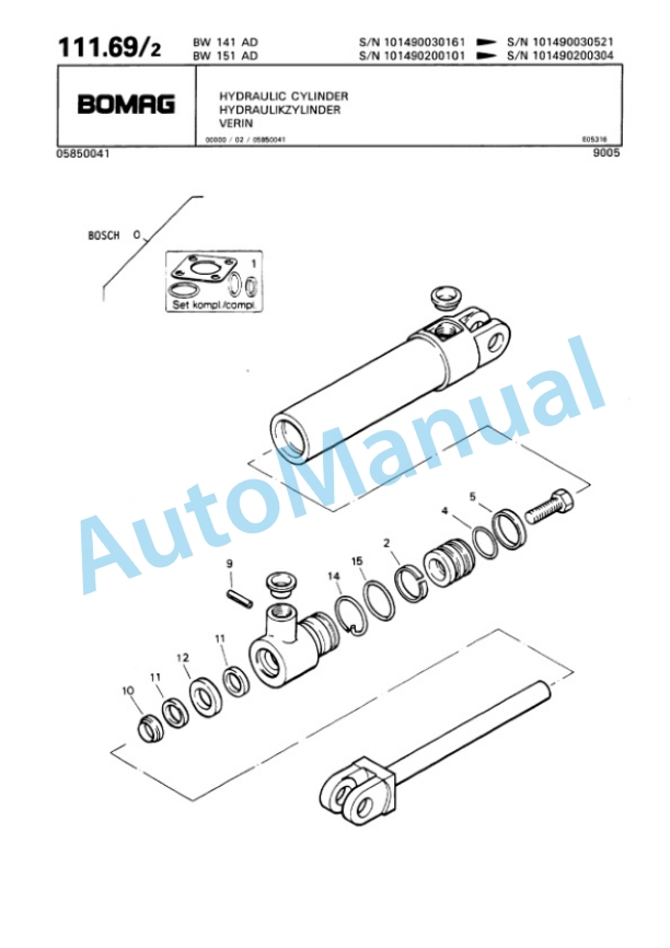 Bomag BW 141 AD, BW 151 AD Tandem Vibratory Roller Spare Parts Catalogue 00810021 5 Bomag BW 141 AD, BW 151 AD Tandem Vibratory Roller Spare Parts Catalogue 00810021-5