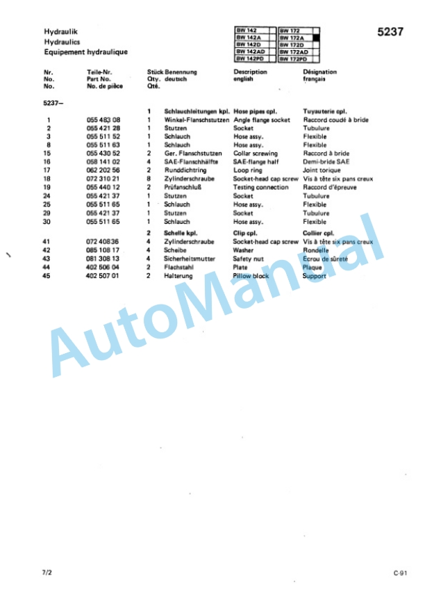 Bomag BW 142, BW 172 Single Drum Vibratory Roller Spare Parts Catalogue 00814431 2 Bomag BW 142, BW 172 Single Drum Vibratory Roller Spare Parts Catalogue 00814431-2