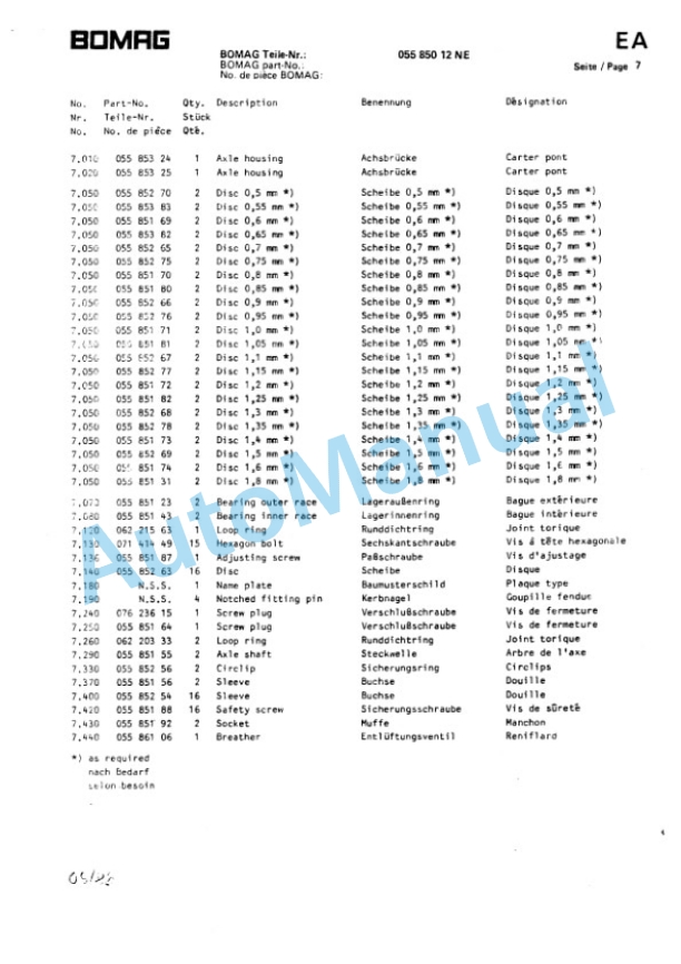 Bomag BW 142 D, BW 142 AD, BW 172 D, BW 172 AD Spare Parts Catalogue 00814421 2 Bomag BW 142 D, BW 142 AD, BW 172 D, BW 172 AD Spare Parts Catalogue 00814421-2
