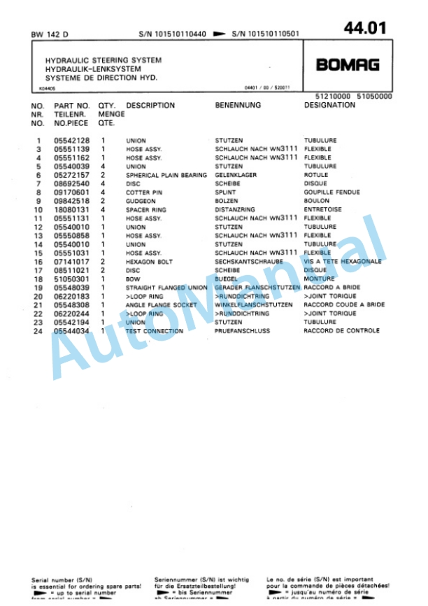 Bomag BW 142 D Single Drum Wheel Drive Vibratory Roller Spare Parts Catalogue 00810126 4 Bomag BW 142 D Single Drum Wheel Drive Vibratory Roller Spare Parts Catalogue 00810126-4