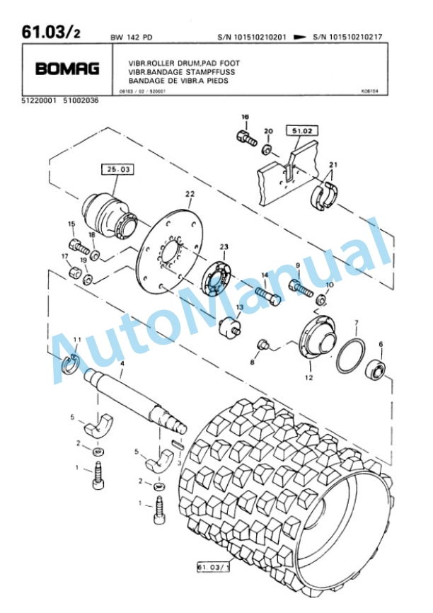 Bomag BW 142 PD Single Drum Wheel Drive Vibratory Roller Spare Parts Catalogue 00810131 5 Bomag BW 142 PD Single Drum Wheel Drive Vibratory Roller Spare Parts Catalogue 00810131-5