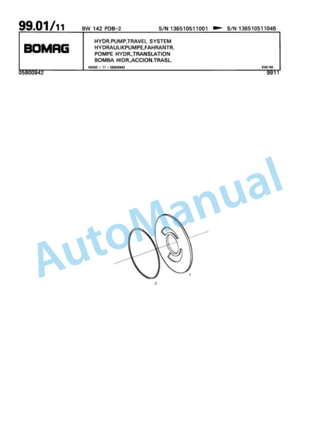 Bomag BW 142 PDB-2 Single Drum Wheel Drive Vibratory Roller Spare Parts Catalogue 00810077 4 Bomag BW 142 PDB-2 Single Drum Wheel Drive Vibratory Roller Spare Parts Catalogue 00810077-4