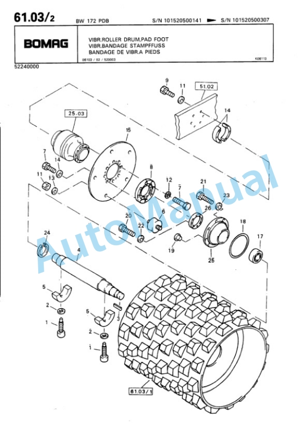 Bomag BW 142 PDB, BW 172 PDB Single Drum Wheel Drive Vibratory Roller Spare Parts Catalogue 00810029 4 Bomag BW 142 PDB, BW 172 PDB Single Drum Wheel Drive Vibratory Roller Spare Parts Catalogue 00810029-4