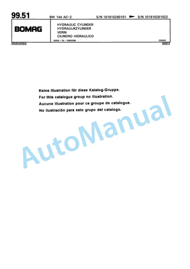 Bomag BW 144 AC-2 Combination Roller Spare Parts Catalogue 00810174 4 Bomag BW 144 AC-2 Combination Roller Spare Parts Catalogue 00810174-4