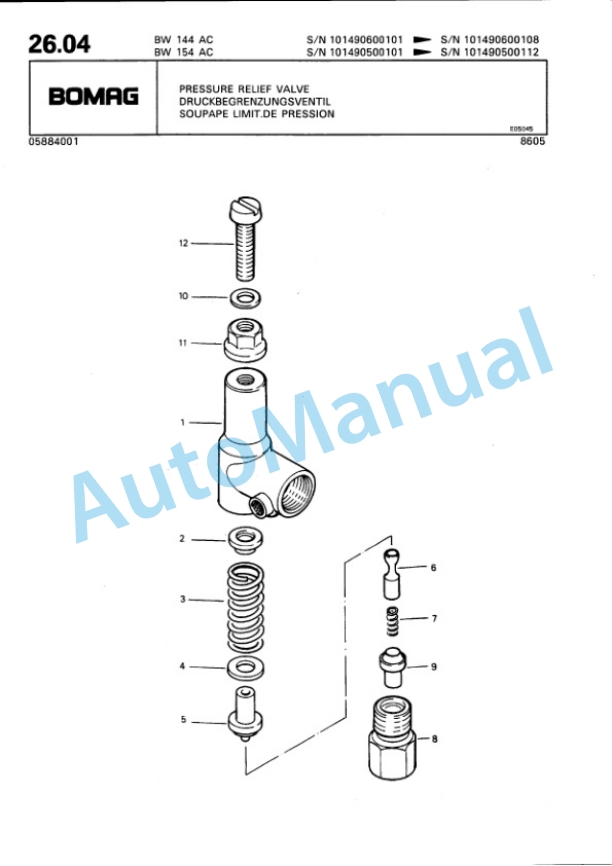 Bomag BW 144 AC, BW 154 AC Combination Roller Spare Parts Catalogue 00810033-2