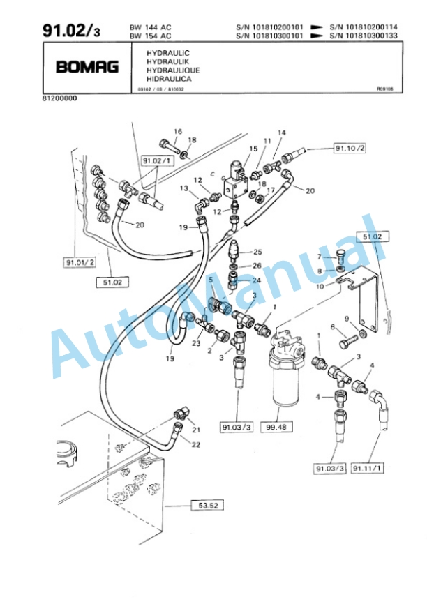 Bomag BW 144 AC, BW 154 AC Tandem Vibratory Roller Spare Parts Catalogue 00810067 2 Bomag BW 144 AC, BW 154 AC Tandem Vibratory Roller Spare Parts Catalogue 00810067-2
