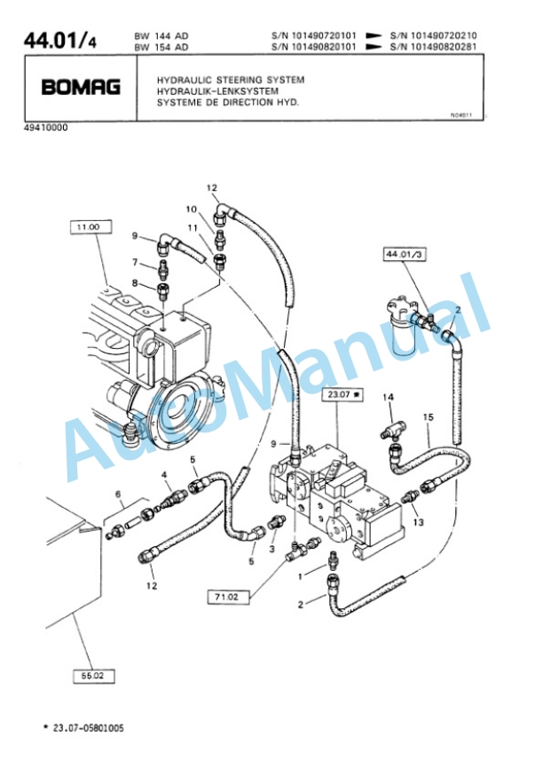 Bomag BW 144 AD, BW 154 AD Tandem Vibratory Roller Spare Parts Catalogue 00810023 2 Bomag BW 144 AD, BW 154 AD Tandem Vibratory Roller Spare Parts Catalogue 00810023-2