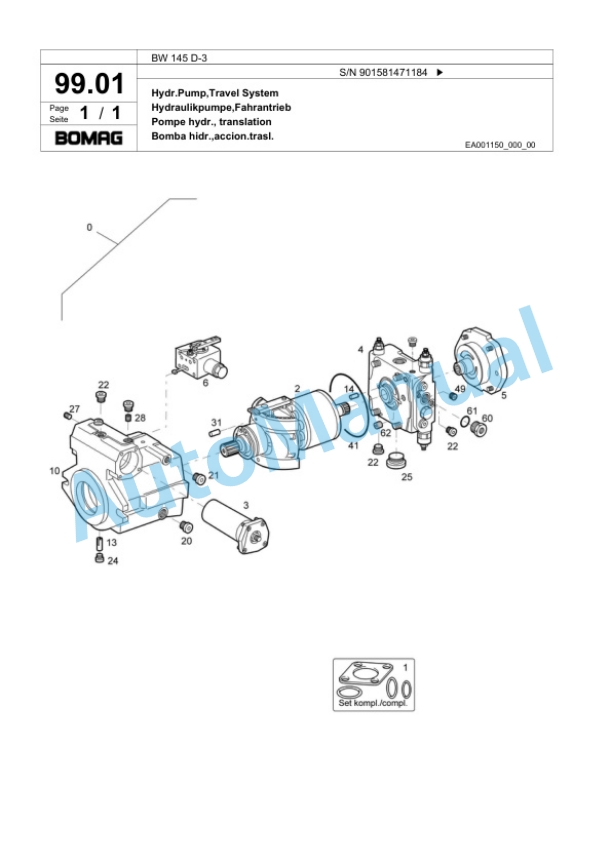 Bomag BW 145 D-3 Single Drum Wheel Drive Vibratory Roller Spare Parts Catalogue 00817637 4 Bomag BW 145 D-3 Single Drum Wheel Drive Vibratory Roller Spare Parts Catalogue 00817637-4
