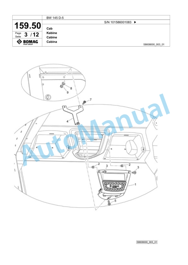 Bomag BW 145 D-5 Single Drum Wheel Drive Vibratory Roller Spare Parts Catalogue 00824357 5 Bomag BW 145 D-5 Single Drum Wheel Drive Vibratory Roller Spare Parts Catalogue 00824357-5