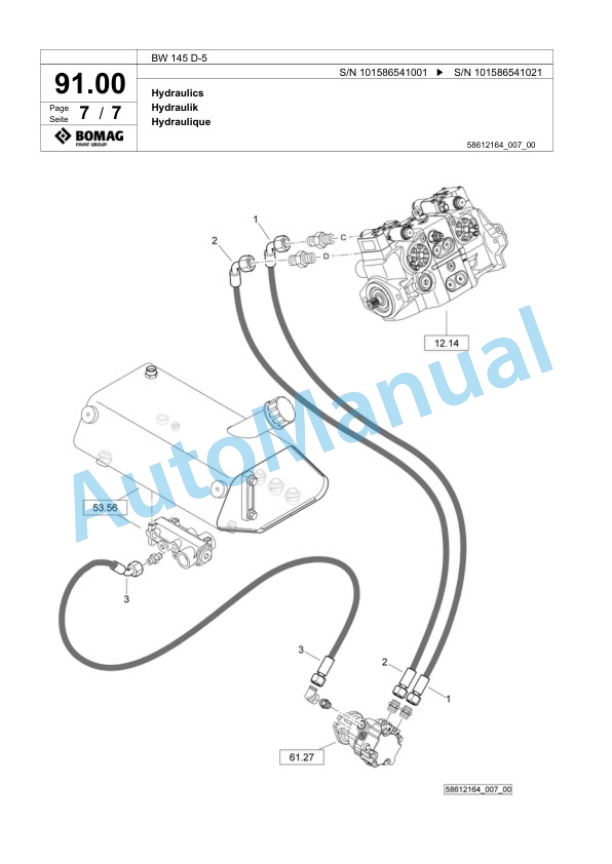 Bomag BW 145 D-5 Single Drum Wheel Drive Vibratory Roller Spare Parts Catalogue 00825003 2 Bomag BW 145 D-5 Single Drum Wheel Drive Vibratory Roller Spare Parts Catalogue 00825003-2